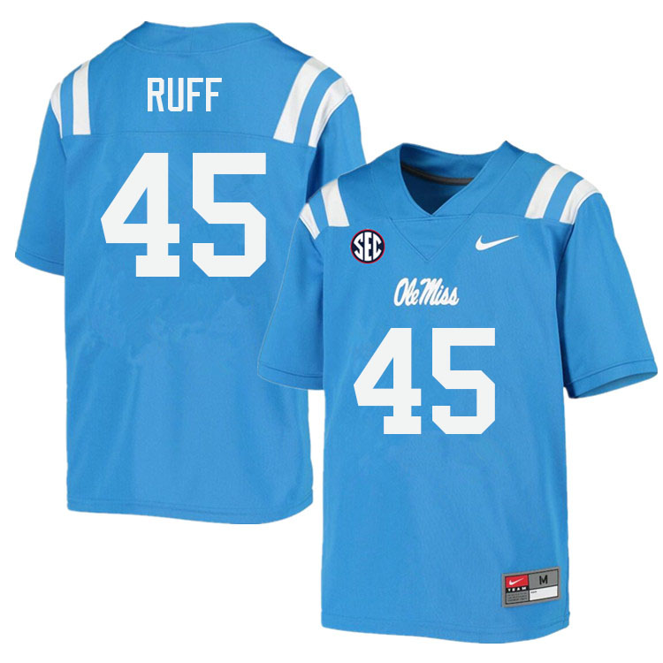 Men #45 DJ Ruff Ole Miss Rebels College Football Jerseys Sale-Power Blue